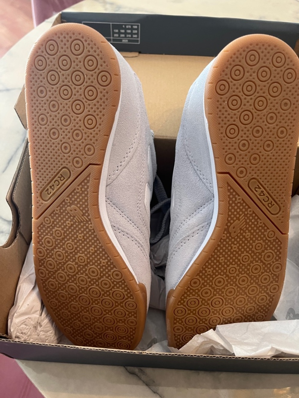 New Balance Light Blue Suede Sneakers with Gum Outsole - Picture 7 of 7